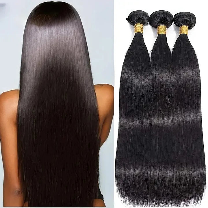 Periodcute 100% Human Hair 3pcs Bundles 18-28in Natural Color