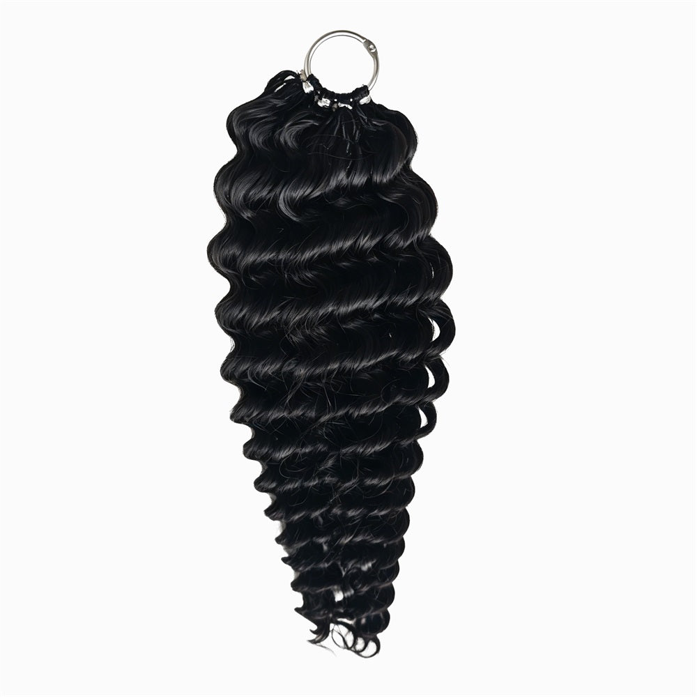 Periodcute 100% Human Hair Pre-Looped Crochet Hair 16-20in Natural Color