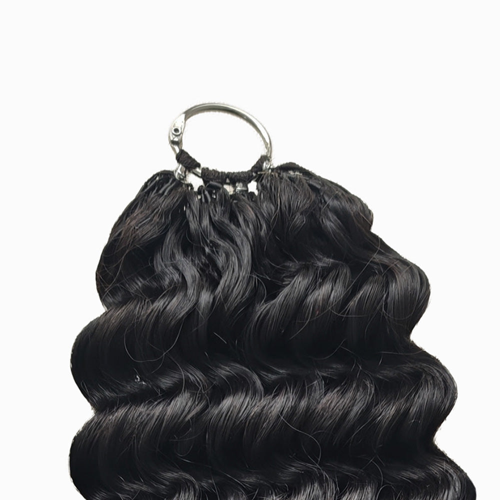 Periodcute 100% Human Hair Pre-Looped Crochet Hair 16-20in Natural Color