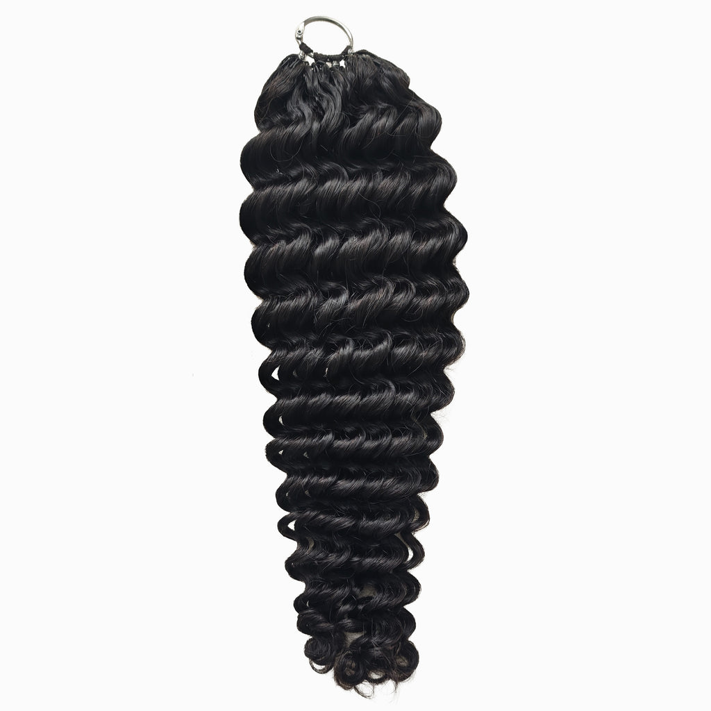 Periodcute 100% Human Hair Pre-Looped Crochet Hair 16-20in Natural Color